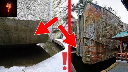 Bất chấp quy luật vật lý, tảng đá 500 tấn cứ lơ lửng trên không